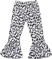 [Yuromoon] Toddler Girls Ruffle Leggings Leopard Printed Flare Pants Bell Bottoms 2-8Y