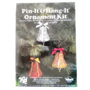 YKI Valiant Crafts Pin-It Hang-It Ornament Kit Silver Bell Sequins Christmas VTG