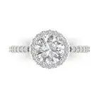 2.40 ct Round Cut Halo Lab created Sapphire Bridal Wedding Ring 14k White Gold