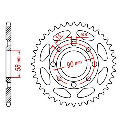 MTX 44 Tooth Rear Sprocket for Honda CB125 1976-1986