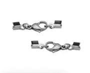 Lobster Clasp End Crimp Silver Color Cord Ends Jewelry Making Bead Caps 10Pcs