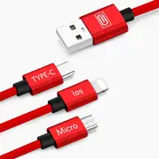 Fast Charging Type-C Micro USB compatible Cable 3in1 Nylon Weave