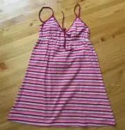 Aeropostale M Berry Multi Stripe Spaghetti Strap V-Neck PullOver Nightgown NWT