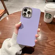 Liquid Silicone Square Matte Soft Case for iPhone 13 12 11 Pro Max XR XS X 7 8 Plus Plating Camera Ring Shockproof Cover,Purple,for iPhone 14Pro Max