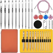 Tunisian Crochet Hooks Set - Tunisian Crochet Hook, Interchangeable Metal Tunisian Crochet Hooks Set with Cable, Nickel Plated Aluminum, Ergonomic 3mm-10mm, 26-Piece Set