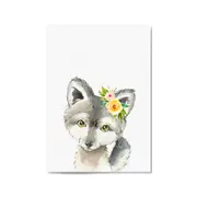 Cute Baby Wolf Nursery Animal Gift Wall Art