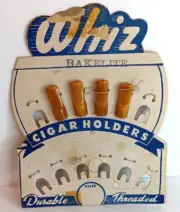 4 Vintage Whiz Bakelite Cigar Holder w/ Store Display, Butterscotch, NOS, READ
