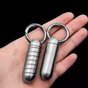 Titanium Pill Box Case Bottle Holder Container Organizer Keychain Portable Gift