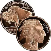 Private Mint Currency Design 1 oz .999 Pure Copper Medallion (Buffalo Nickel Design #3)