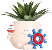 Cute Planter | Resin Cactus Container - Modern Boat Pot with Drainage Hole for Outdoor Indoor Home Succulent Cactus Bonsai Display