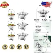 Premium Buffet Warmer Set with Glass Lids & Holders - Set of 6 Chafer Trays