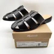 MADEWELL Women The Dixson Fisherman Mules Sz 7 Black Leather Slide Flats