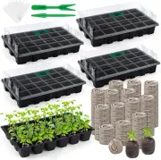 4 Pack 24-Cells Seed Starter Tray Kit Germination Tray with Humidity Dome