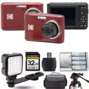 Kodak Pixpro FZ45 Camera (Red)+ Extra Battery + LED - 32GB Kit