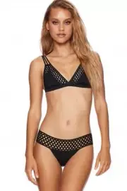 Beach Bunny Hayden Skimpy Bikini Bottom Cheeky Tango Large Black New NWT $110