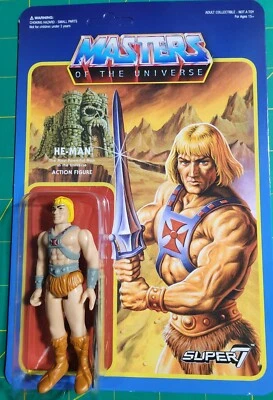 MOTU HE-MAN ReAction Super 7 3.75" Masters of the Universe as pictured RARE