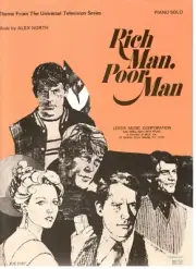 ALEX NORTH "RICH MAN, POOR MAN" PIANO SOLO SHEET MUSIC-NOLTE/STRAUSS-1976-NEW!!