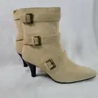 AJ Valenci Women's Size 7.5 Comfort Camel Suede Leather above Ankle Boots Zip up