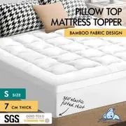 STARRY EUCALYPT Pillowtop Mattress Topper Bamboo White Protector Cover Pad 7cm Single
