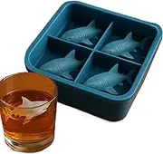 Shark Ice Trays Silicone,3D Shark Ice Molds Cute Animal Moulds,4 Cavity Funny Maker Shaper Easy Release for Home Water Drinking Refrigerator Drink Kitchen