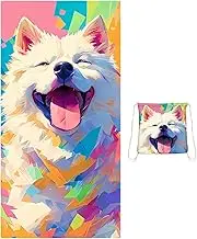 Beach Towel, 80x160cm Quick Dry Absorbent Towels, Lightweight Dog Pattern Storage Bag for Camping, Beach, Swimming, Yoga & Sports, Exercising