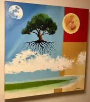 Acrylic Painting on Canvas Original Art Abstract 20x20 Gallery Canvas