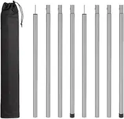 Perfk 8Pcs Tarp Poles Iron Premium High Performance Lightweight Camping Tarp Poles Set for Beach Shade Backpacking Outdoor Hiking