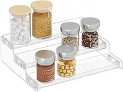 Lifewit Plastic 3-Tier Spice Rack, Clear Spice Organization for Cabinet, Counter, Organizer Shelf for Condiment, Seasoning, Syrup,Liquor, Medicine and Perfume for Kitchen, Pantry,bathroom,bar, 1 Pack