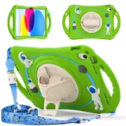 Catzon iPad Case Rugged Case with Handle Stand Shoulder Strap for iPad 10th 10.9 Inch 2022-Green