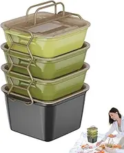 Portable Snack Box, Snack Box Container - Fruit Snack Container Tray | Versatile Portable Stackable Multifunctional Tray with Handle for Lunch Car Home Picnic Travel