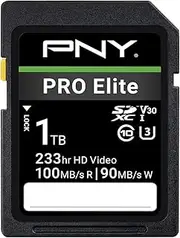 PNY 1TB PRO Elite Class 10 U3 V30 SDXC Flash Memory Card​ (P-SD1TBV30100PRO-GE)