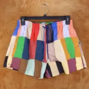 PAUL SMITH Swimwear Mens Small Tan Pull On Patchwork Swim Shorts Trunks $175