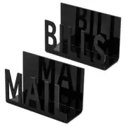 Set of 2 Black Acrylic Desktop Mail Letter Holder with Document Stand