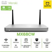 Cisco Meraki MX68CW 4G LTE WiFi Wave2 Security Appliance Firewall - UNCLAIMED