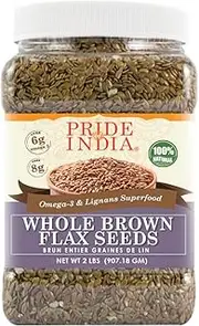 Pride Of India - Whole Brown Flax Seeds - Omega-3 & Lignan Superfood, 2 Pound (32oz) Jar