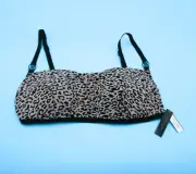 Victorias Secret XL Gray Leopard Print Metal Padded Swim Bikini Top Swimwear New