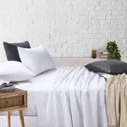Amsons Sheet Set - Single Fitted & Flat Sheet With Pillowcases - White