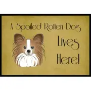 Carolines Treasures BB1496MAT Papillon Spoiled Dog Lives Here Indoor & Outdoo...
