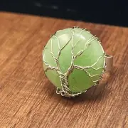 Tree of Life wire wrapped ring Green Aventurine