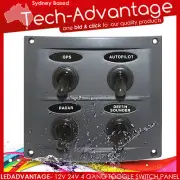 12V 24V YACHT BOAT CARAVAN MARINE SQUARE 4 GANG WATERPROOF TOGGLE SWITCH PANEL
