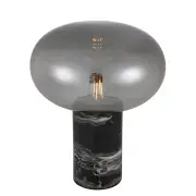 Maximo Table Lamp, Black Marble, Smoke Glass