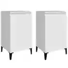 2x Gloss Bedside Tables Wooden Drawers Storage Side Cabinets Nightstand White