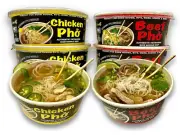 Pholicious Instant Pho Variety Pack, Vietnamese Rice Noodle Soup, 4 Count Box