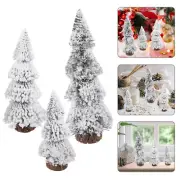 3pcs Desktop Miniature Christmas Trees Pine Tree with Snow Holiday Party Home