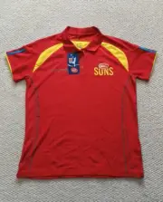 GOLD COAST SUNS Polo Shirt Women's Size 10 Red AFL Football Short Sleeve BNWT