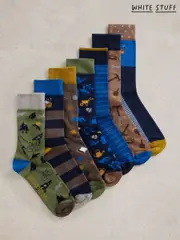White Stuff Blue Days Of The Week Socks 7 Pack (AC3979) | $58