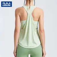 在飛比找蝦皮商城優惠-OLALA新款健身背心女速乾裸感無袖寬鬆運動上衣提花透氣罩衫