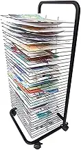 Large Art Drying Rack for Canvas Oil Painting, 35-Shelf Mobile Drying Rack with Wire Shelves for Works of Art, Drying & Print Racks, Ideal for Schools and Art Clubs, 17.3"x16.5"x41.7"