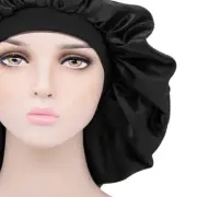 2pcs Sleeping Headwear Hat Elastic Wide Brimmed Breathable Satin Hair Wrap C MUF