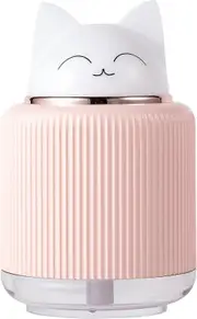 Lertenys Cute Cat Mini Humidifier for Kids Bedroom, Desk, Plant and Office with USB 2 LED Colors, 2 Spray Modes, Auto Off, Pink)